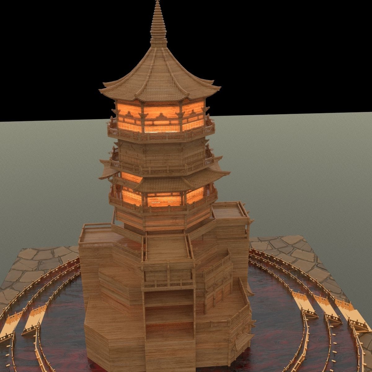 Chinese ancient building 3D model_3