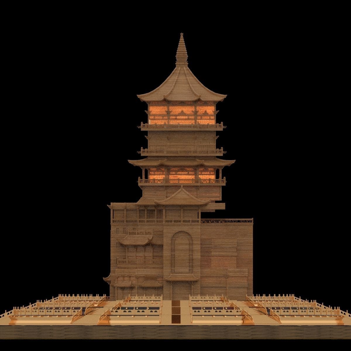 Chinese ancient building 3D model_4