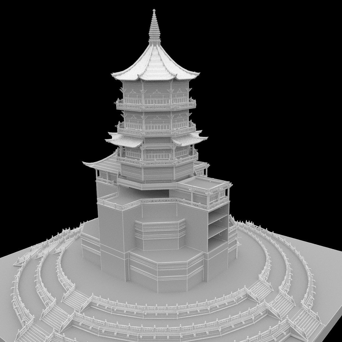 Chinese ancient building 3D model_6