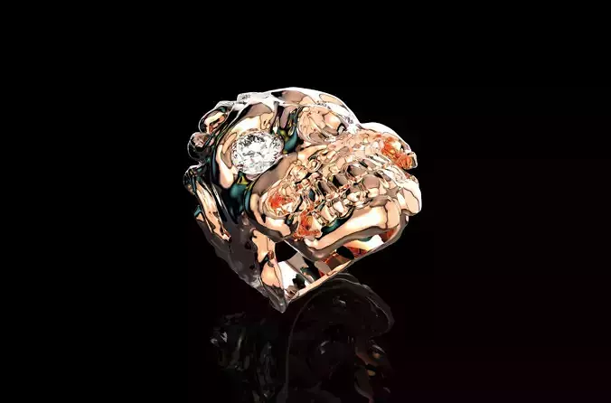 Skull Diamond Engagement 3D Rings