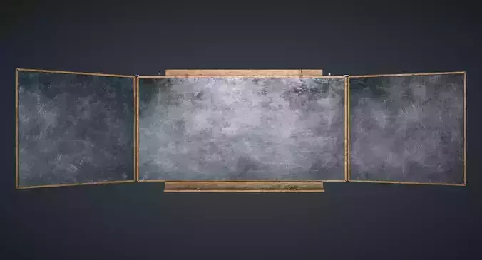 Blackboard three paneled Low-poly 3D model