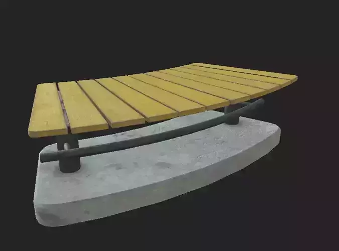 Playground Wooden Bench Low-poly 3D model