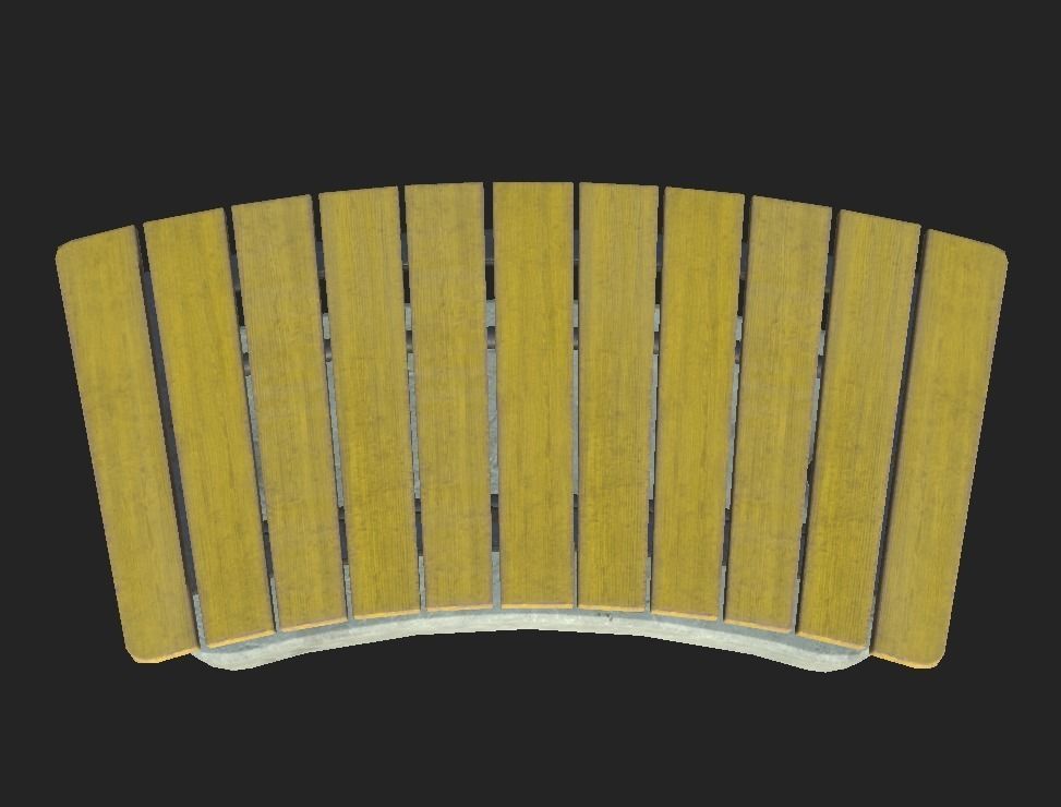 Playground Wooden Bench Low-poly 3D model_3