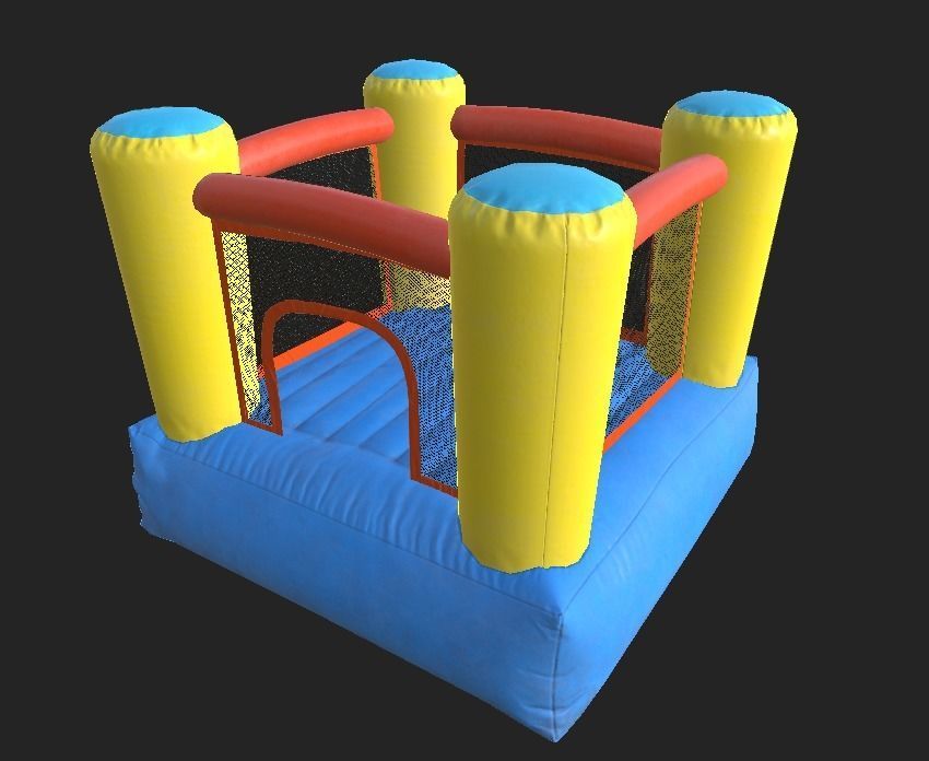 Playground Trampoline Low-poly 3D model_8