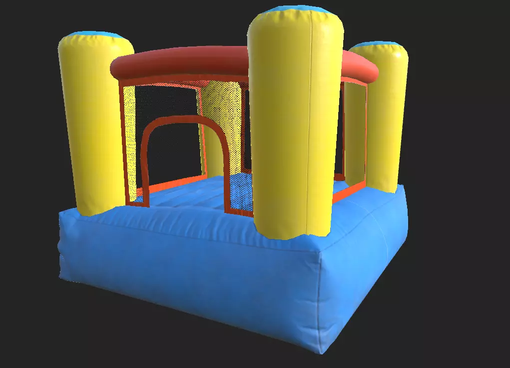 Playground Trampoline Low-poly 3D model_0