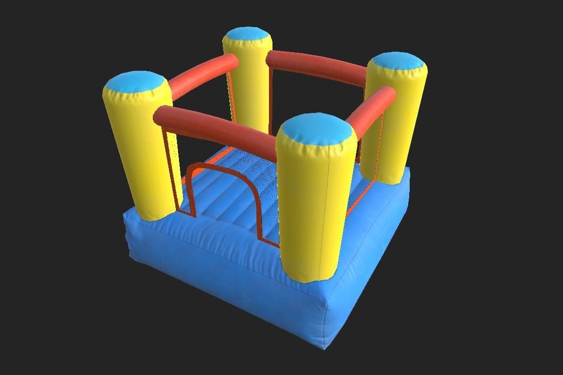 Playground Trampoline Low-poly 3D model_2
