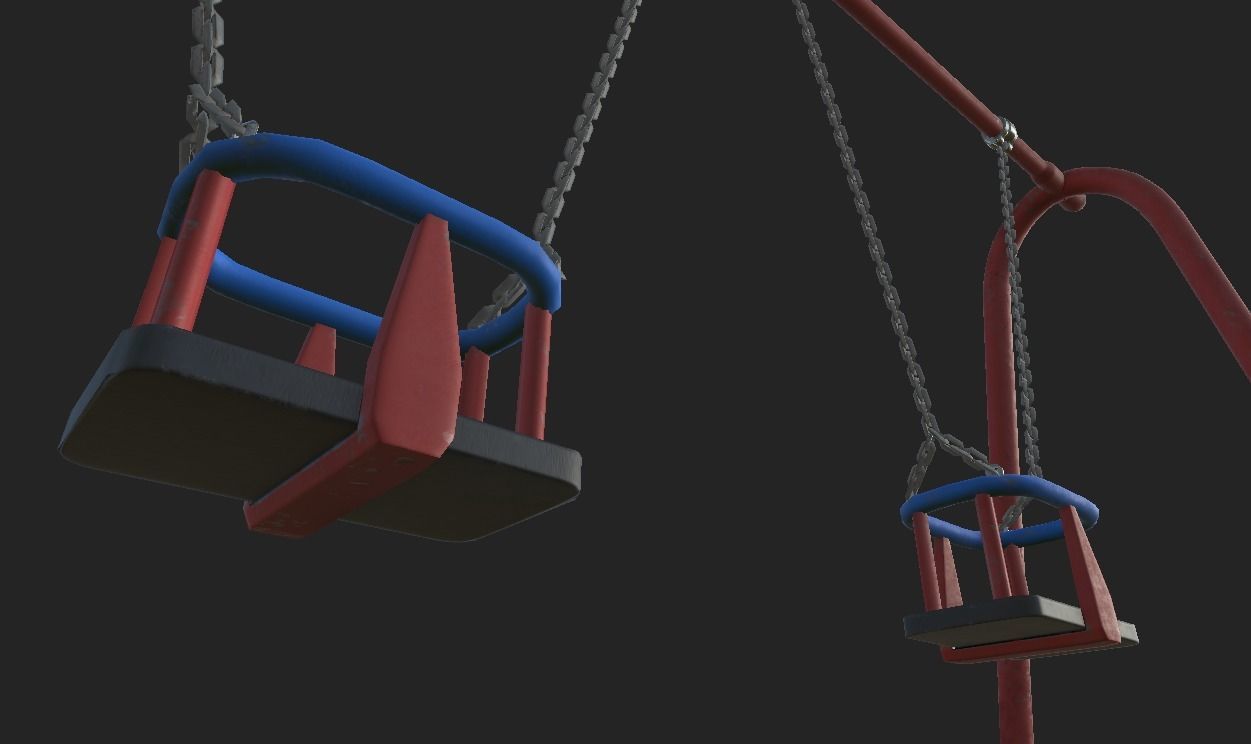 Playground Toddler Swing Low-poly 3D model_6