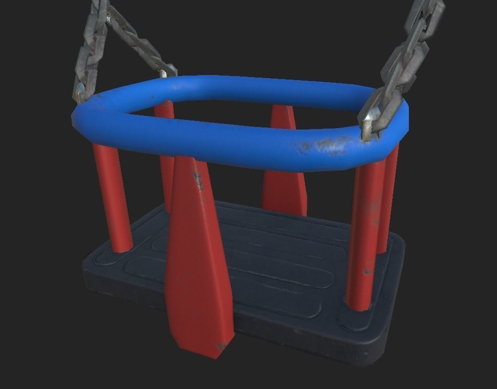 Playground Toddler Swing Low-poly 3D model_4