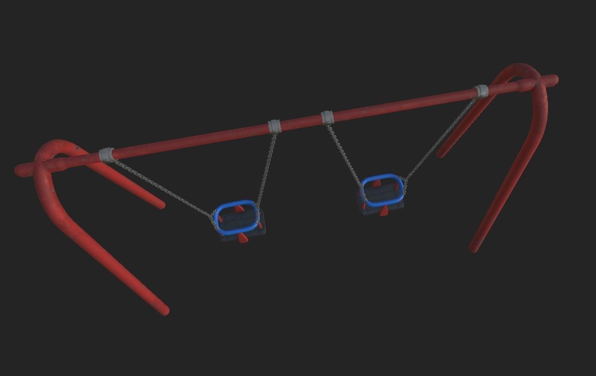 Playground Toddler Swing Low-poly 3D model_5