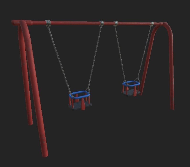 Playground Toddler Swing Low-poly 3D model_7