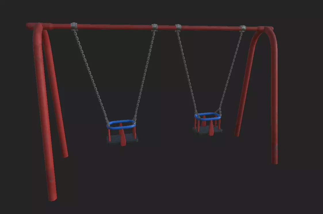 Playground Toddler Swing Low-poly 3D model_0