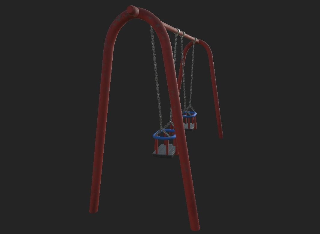 Playground Toddler Swing Low-poly 3D model_2