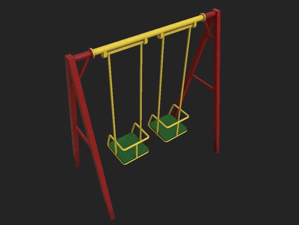 Playground Swing 1 Low-poly 3D model_7