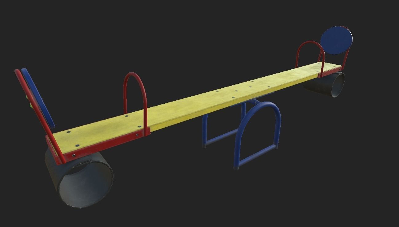 Playground Swing 2 Low-poly 3D model_7