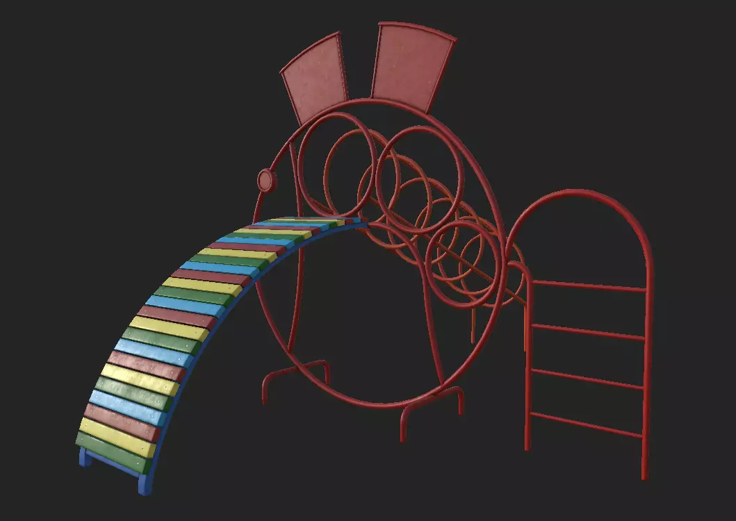 Playground Climbing Frame Low-poly 3D model_0