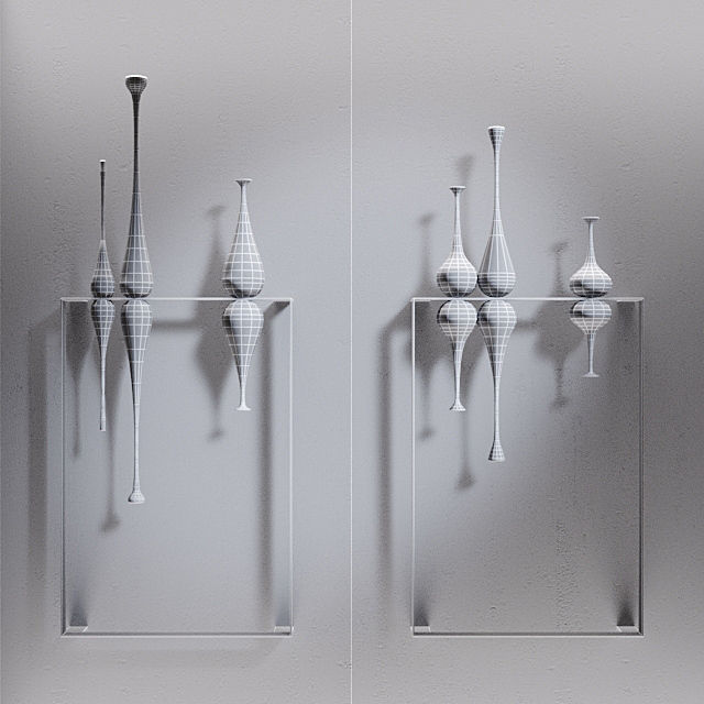 Collection of loft modern sculptures 3D model_4