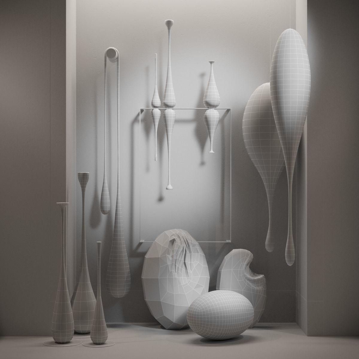 Collection of loft modern sculptures 3D model_16
