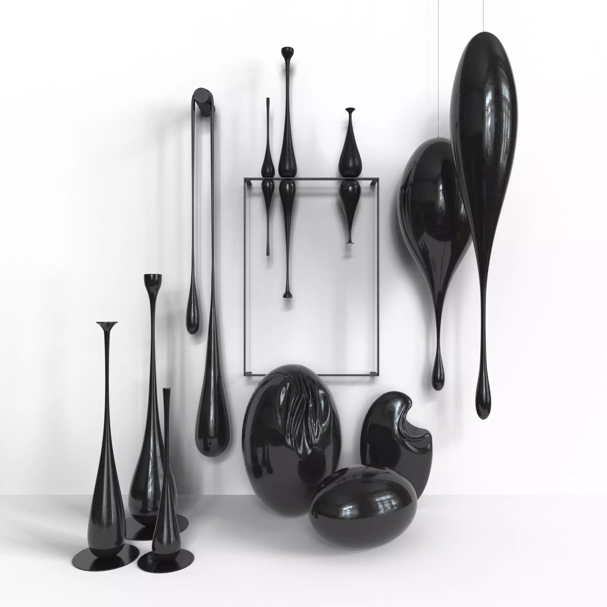 Collection of loft modern sculptures 3D model_0