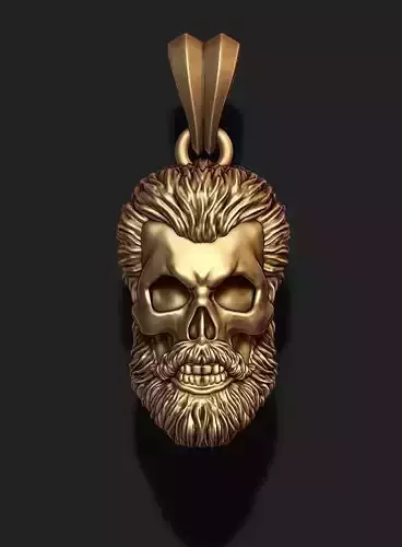 Bearded skull pendant 3D print model