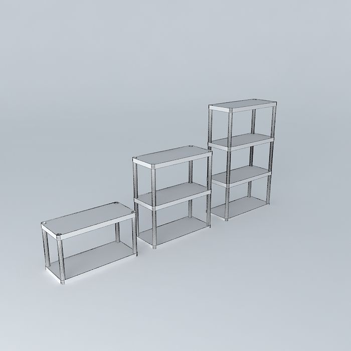 Plastic shelves without holes 3 pack Free 3D model_4