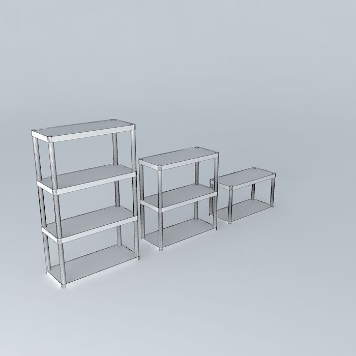 Plastic shelves without holes 3 pack Free 3D model_3
