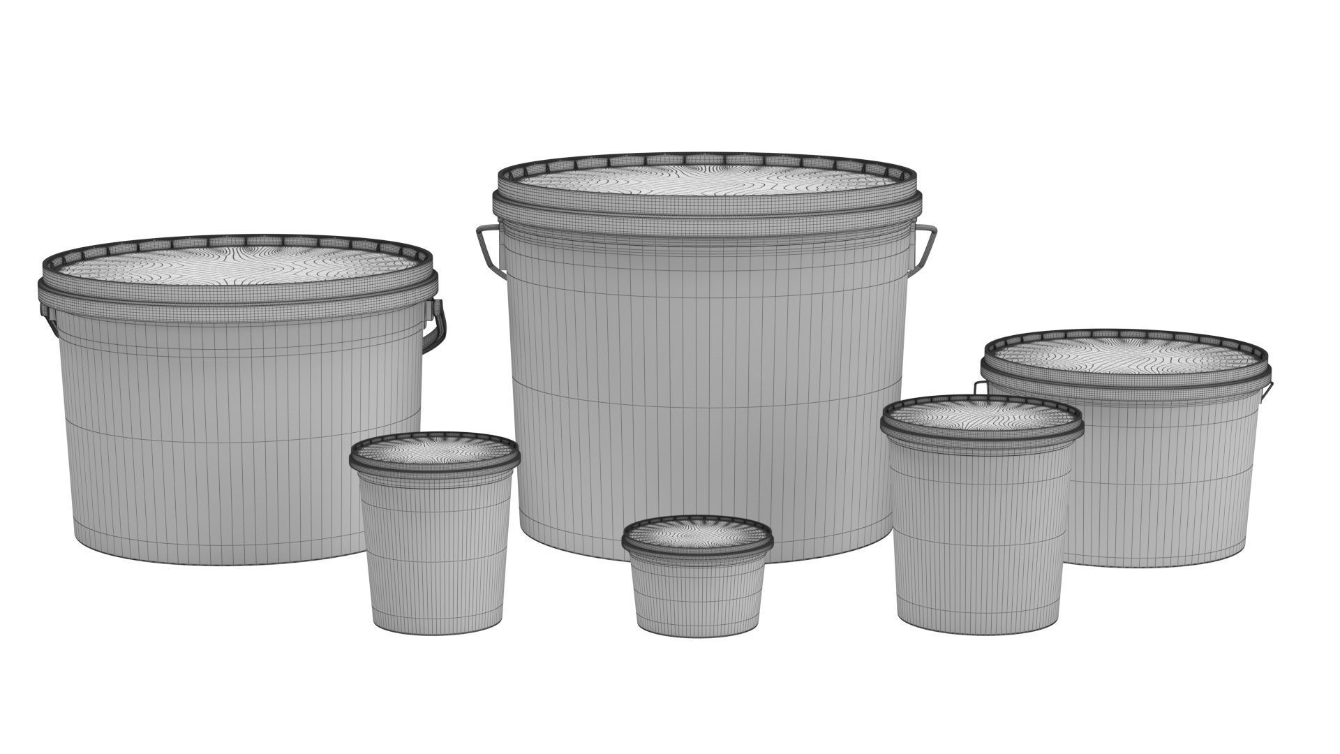 Collection of 17 industrial buckets tubes and cans 3D model_4