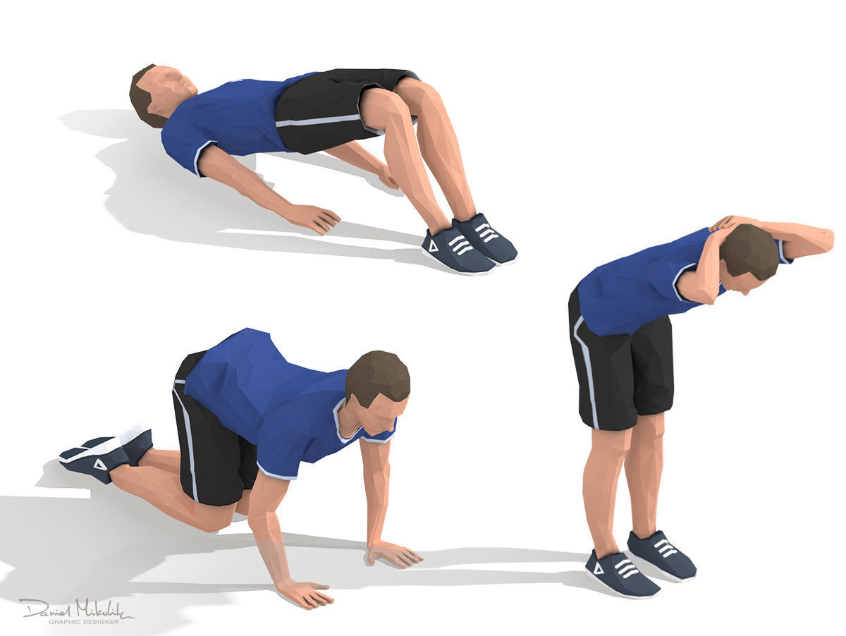 Exercise Animations Bundle Humanoid Low-poly 3D model_12