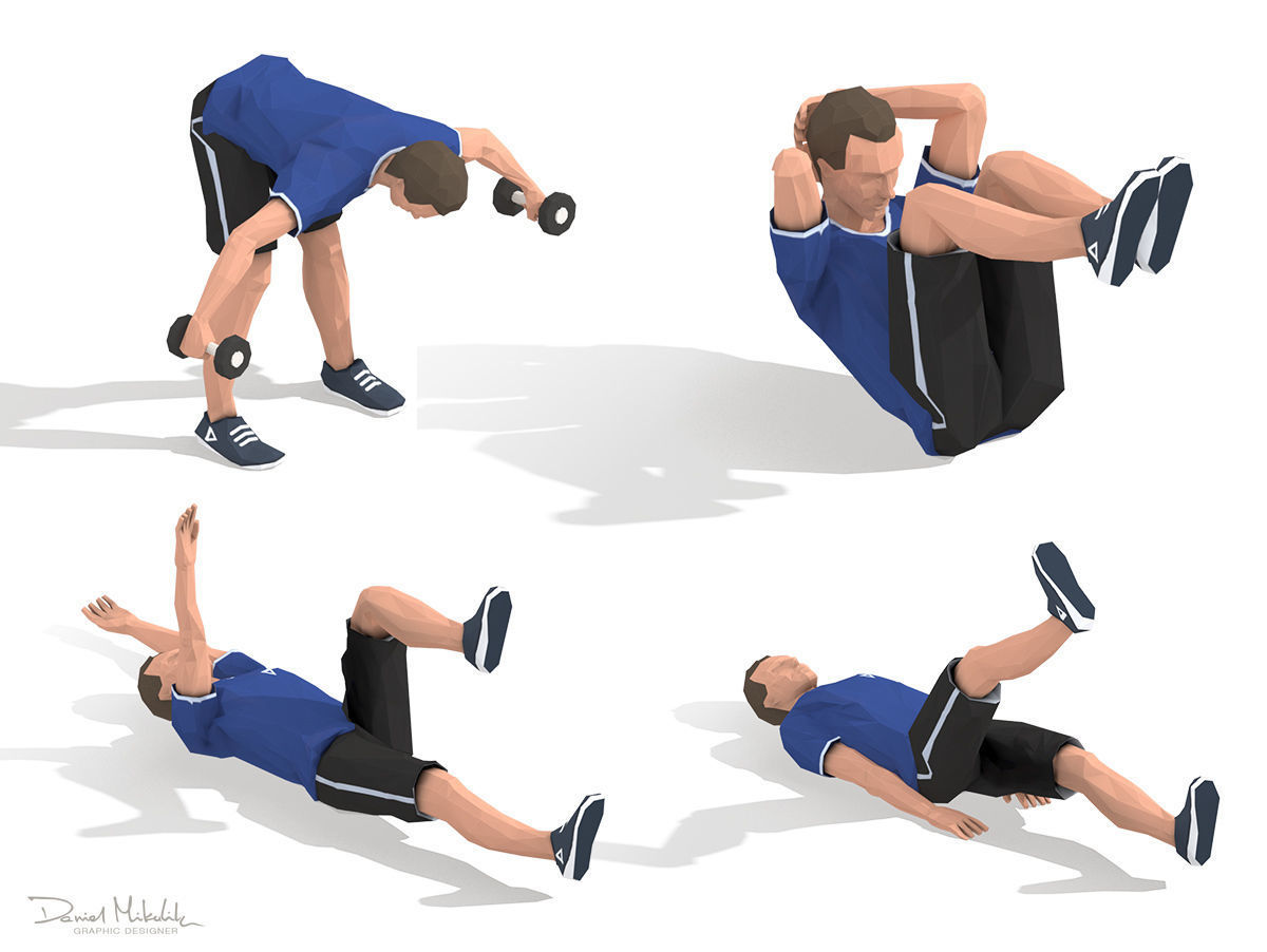 Exercise Animations Bundle Humanoid Low-poly 3D model_7