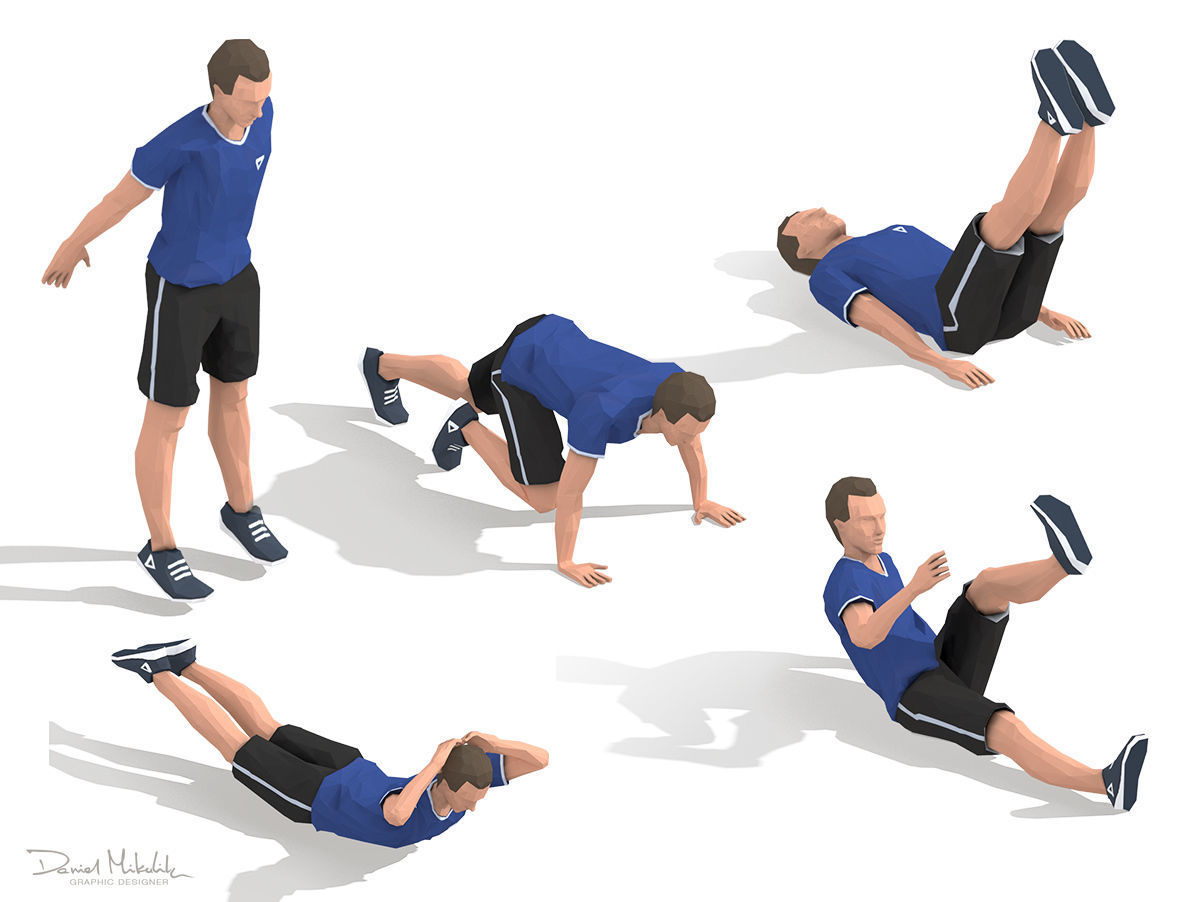 Exercise Animations Bundle Humanoid Low-poly 3D model_8