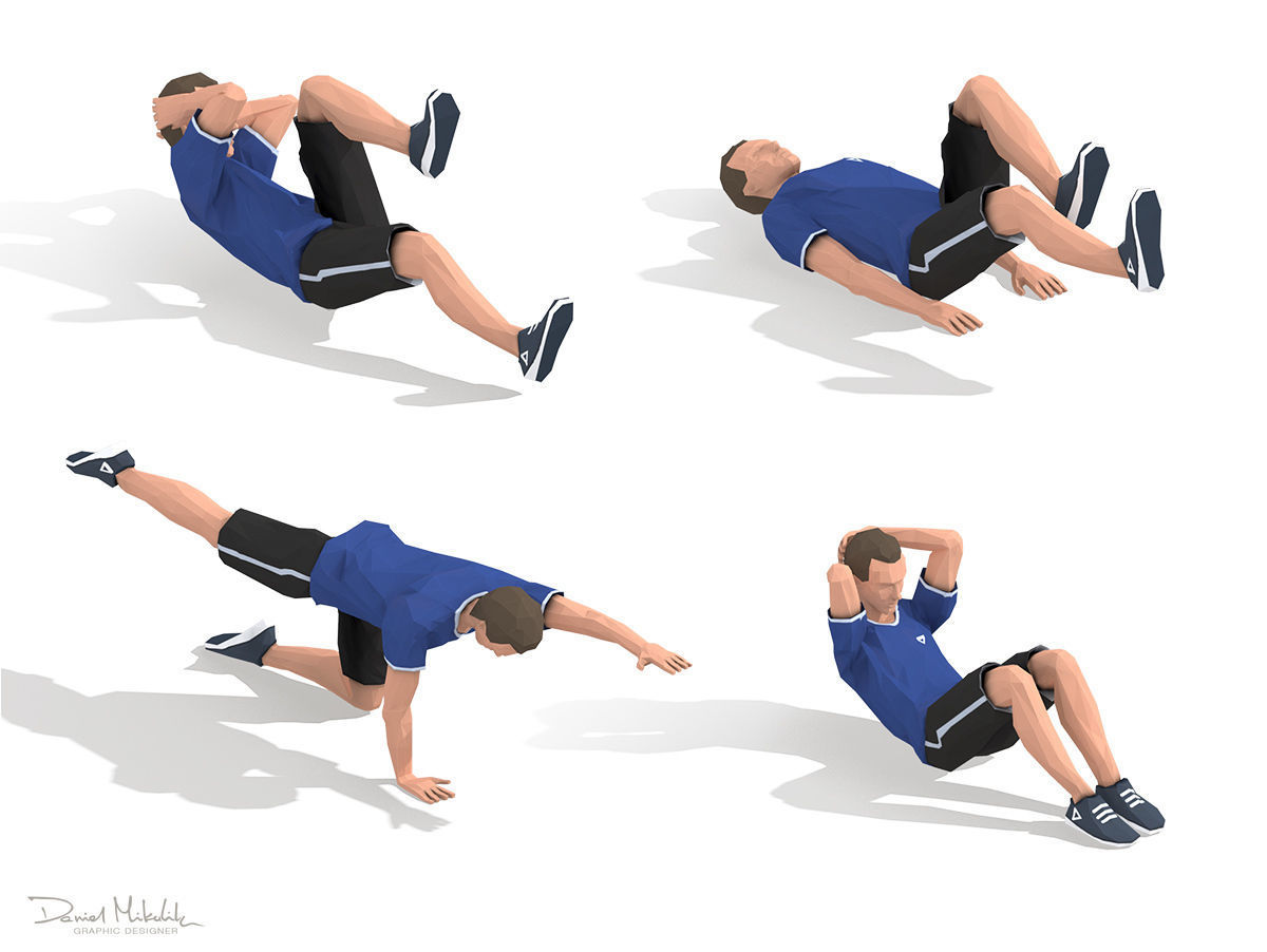 Exercise Animations Bundle Humanoid Low-poly 3D model_6