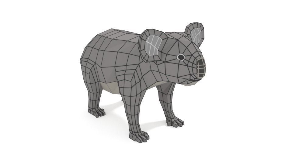 Low Poly Cartoon Koala Low-poly 3D model_11