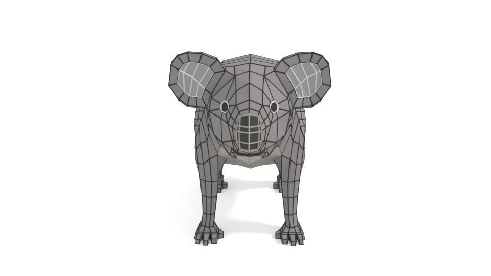 Low Poly Cartoon Koala Low-poly 3D model_10
