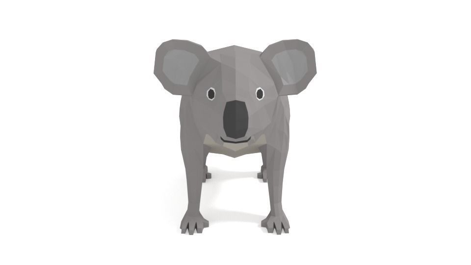 Low Poly Cartoon Koala Low-poly 3D model_2