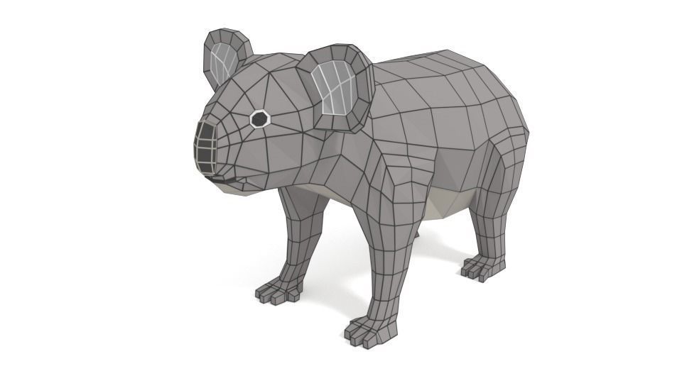 Low Poly Cartoon Koala Low-poly 3D model_8