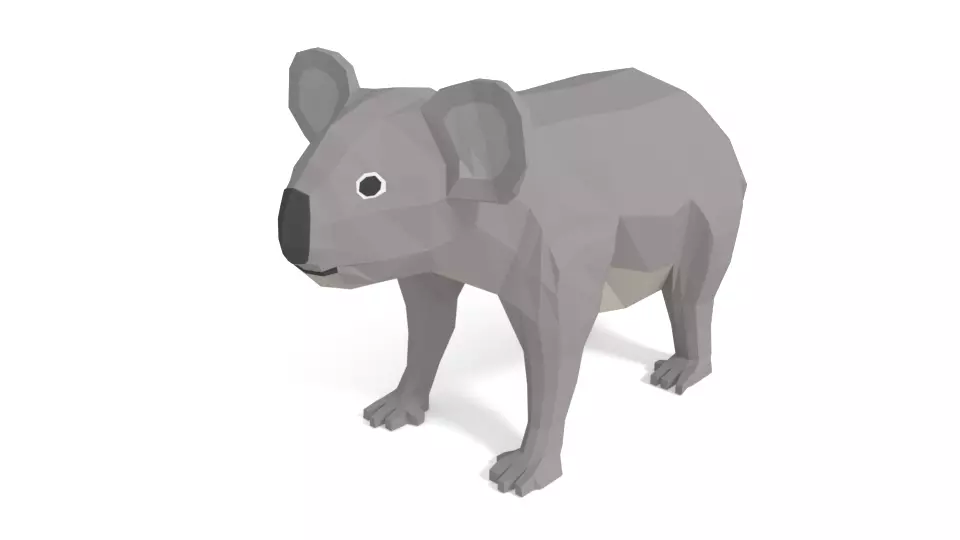 Low Poly Cartoon Koala Low-poly 3D model_0