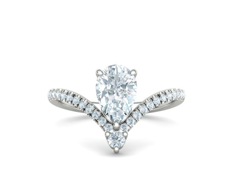 Pear Chevron Engagement ring Own design 9mm x 6mm pear stone 3D model ...