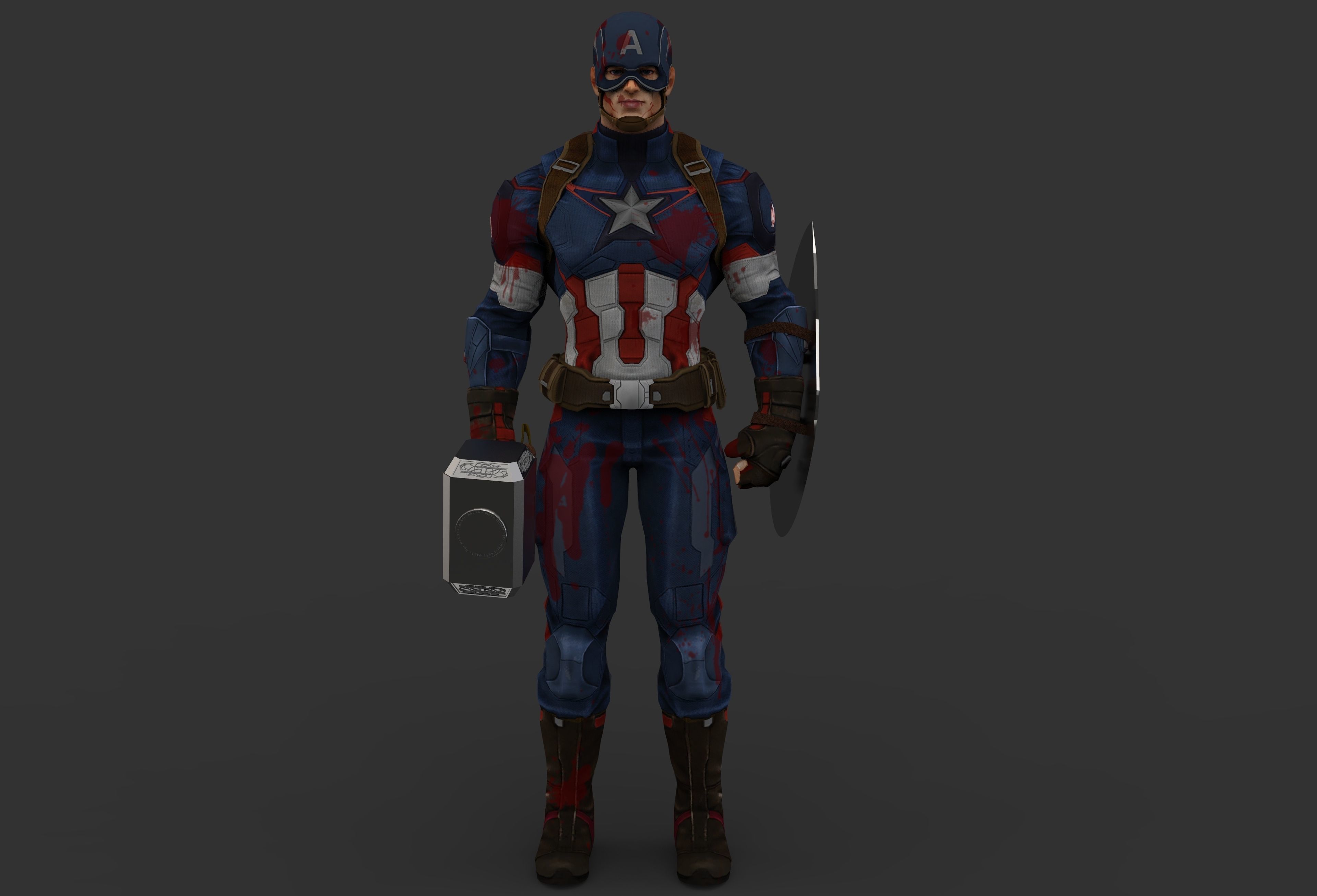 Captain America Low-poly 3D model_1
