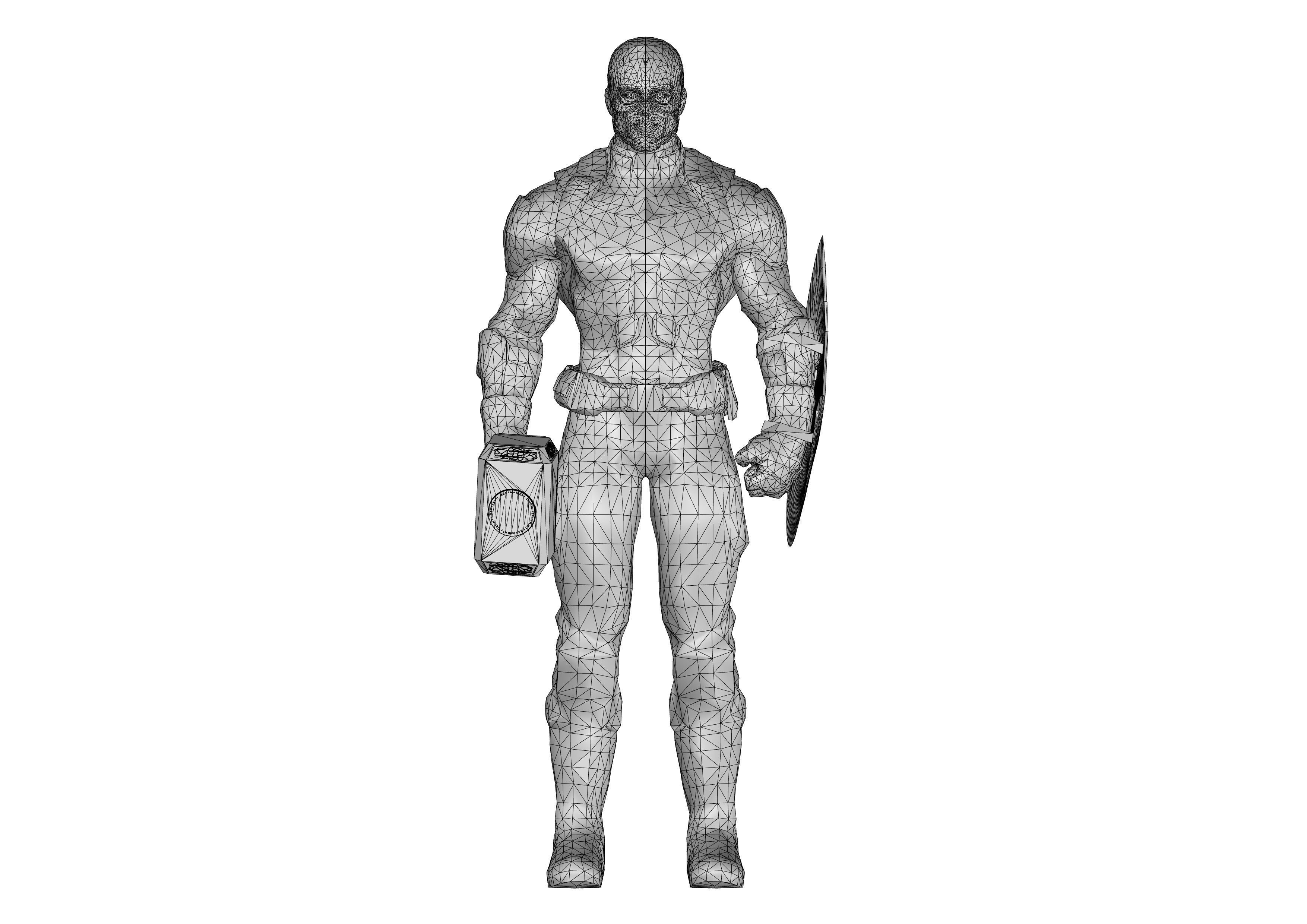Captain America Low-poly 3D model_10