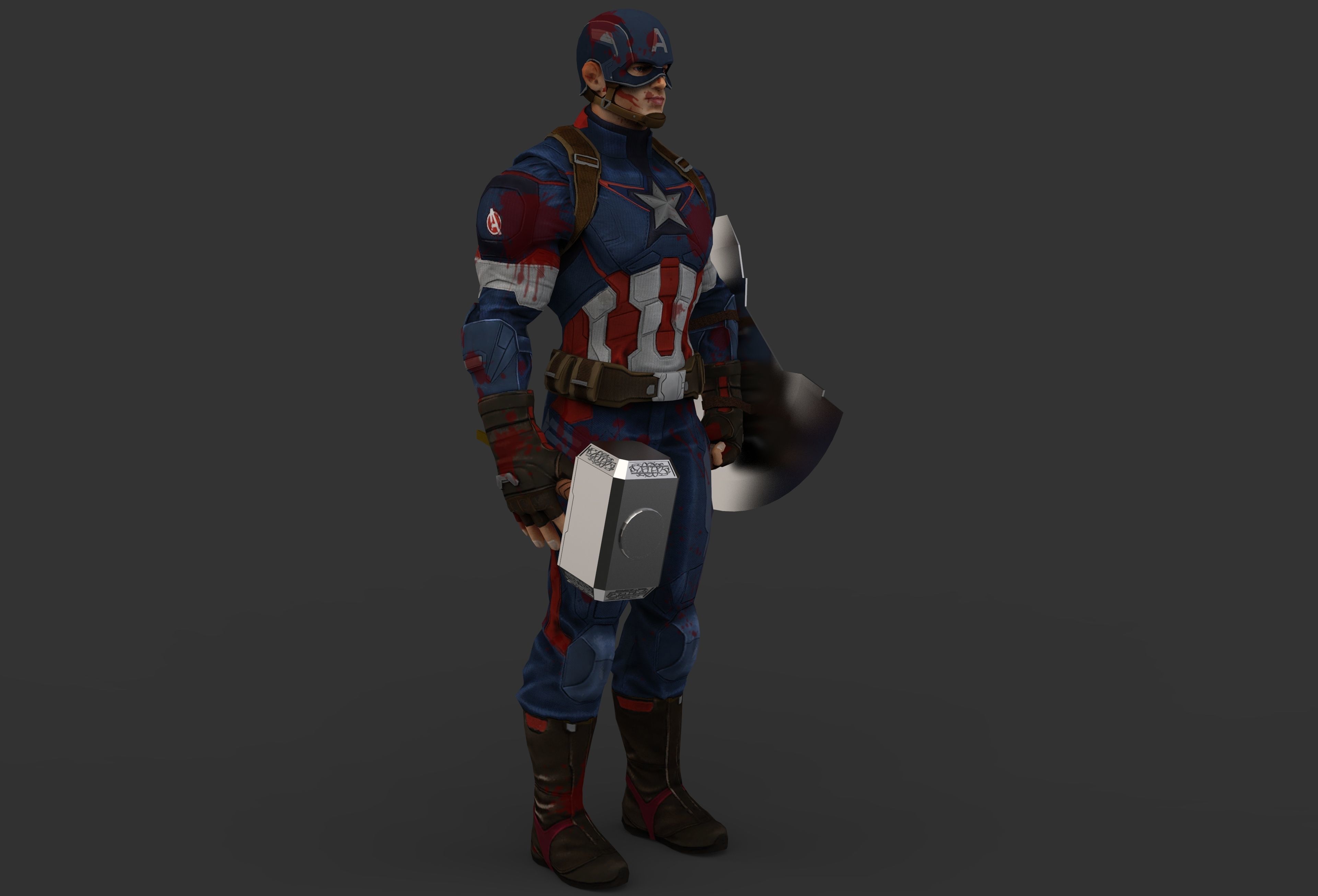 Captain America Low-poly 3D model_7