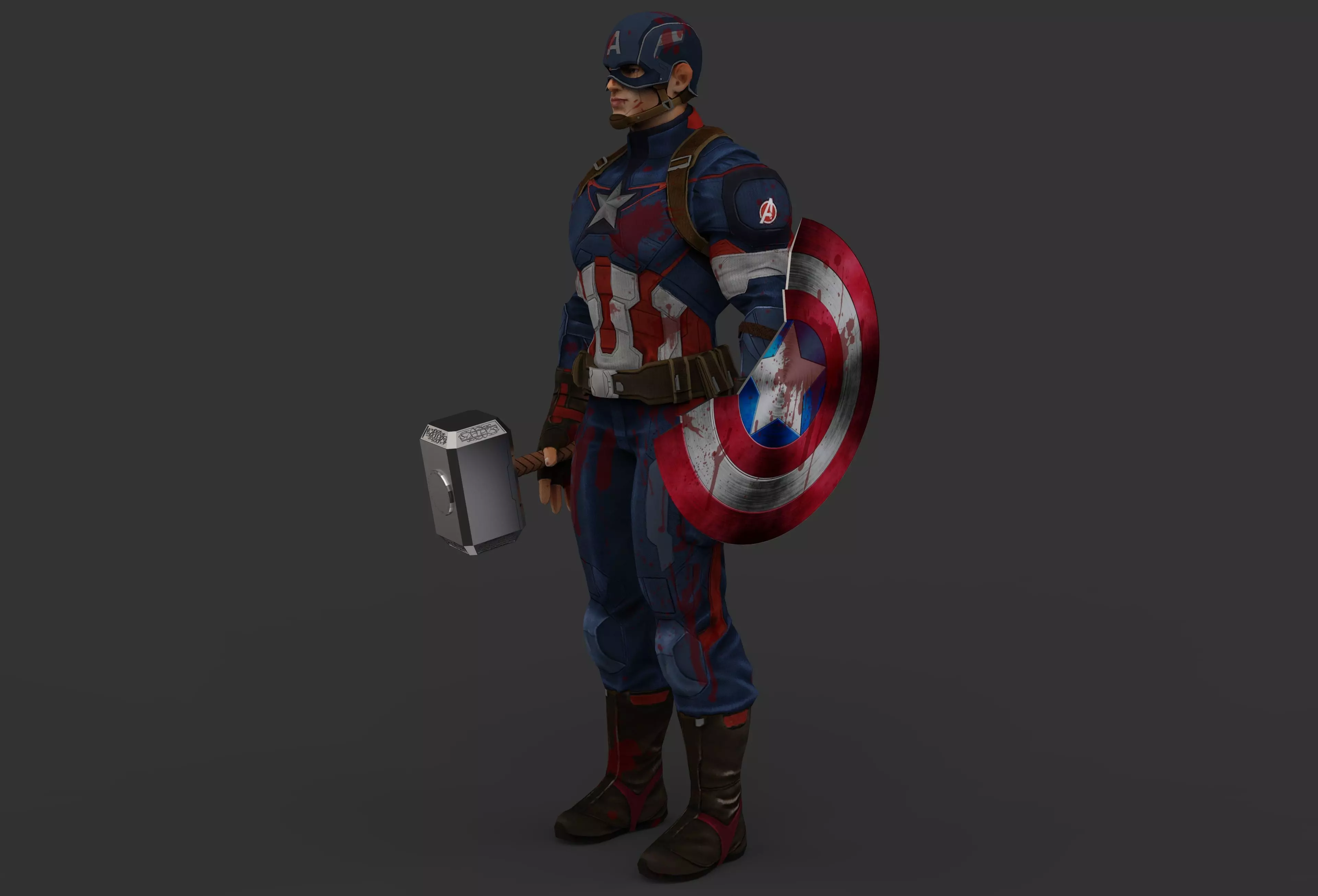 Captain America Low-poly 3D model_0