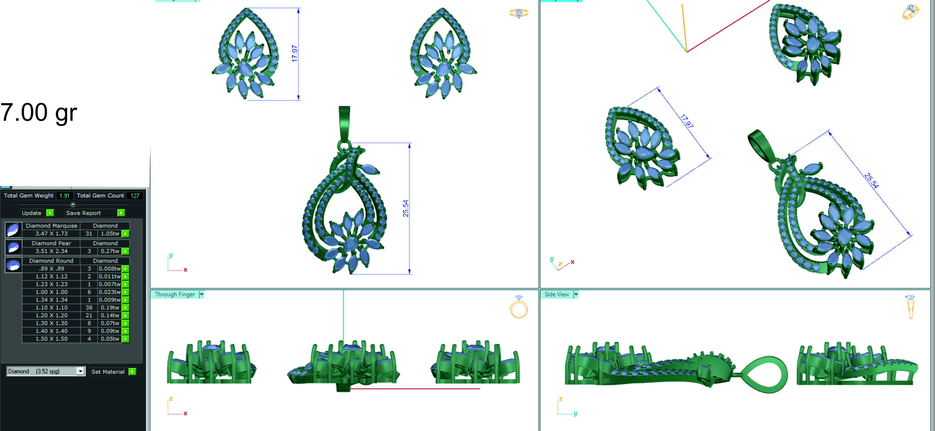 Women pendant earrings 3dm stl render detail 3D print model 3D print model_2