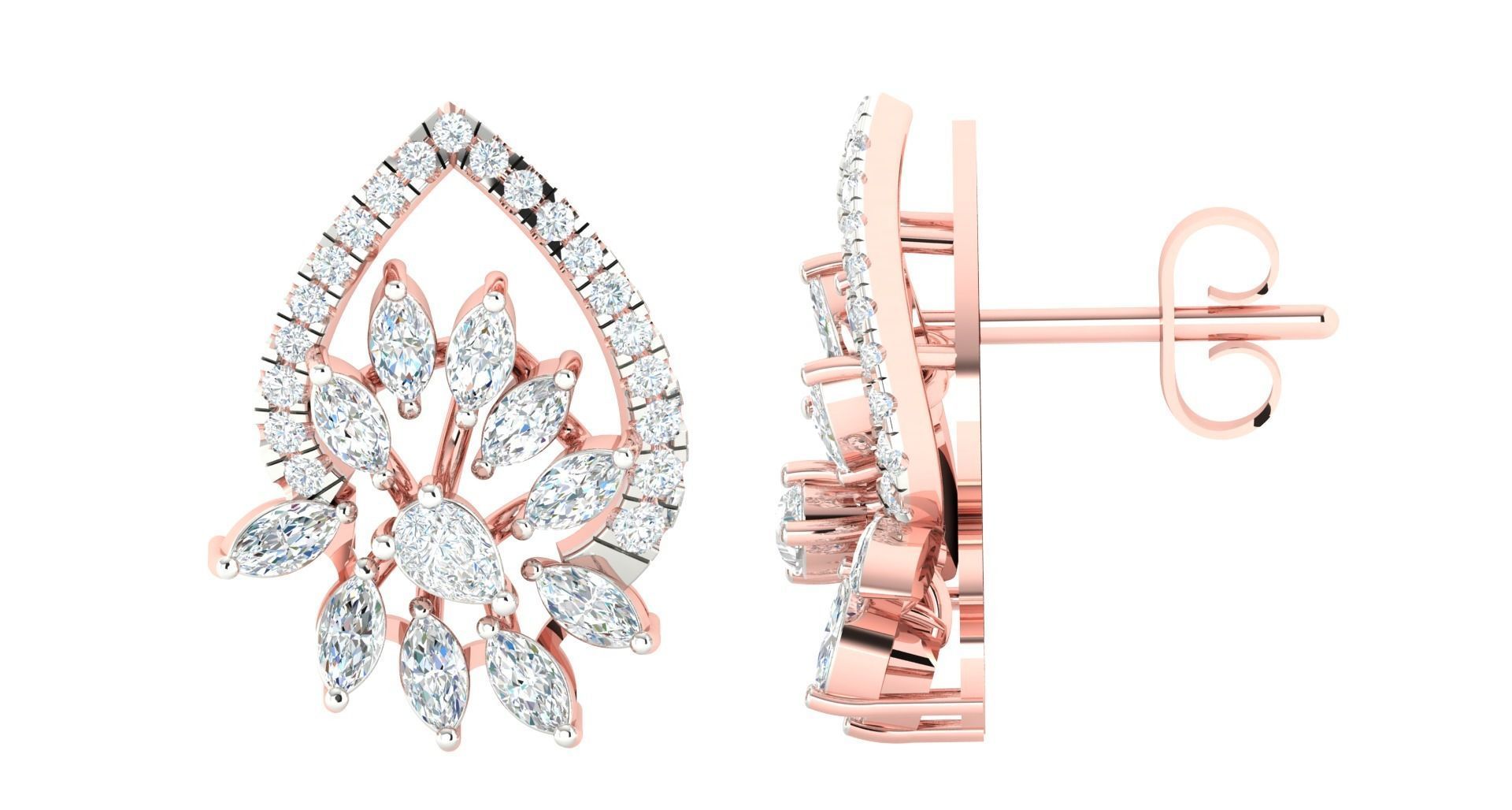 Women pendant earrings 3dm stl render detail 3D print model 3D print model_1