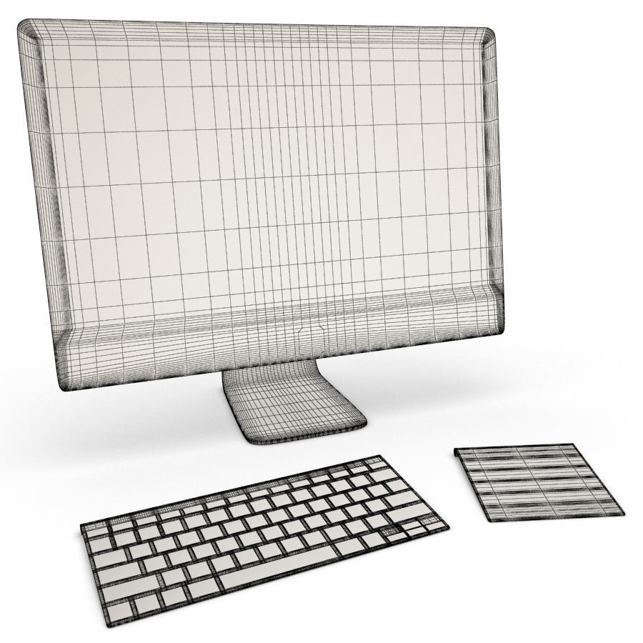 Computer and Screen Imac Apple 3D model_1