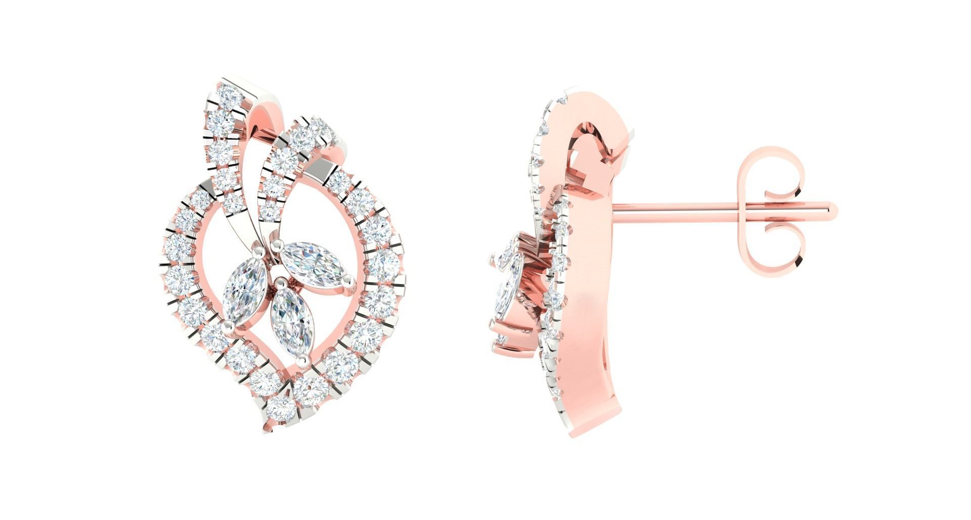 Women pendant earrings 3dm stl render detail 3D print model 3D print model_1