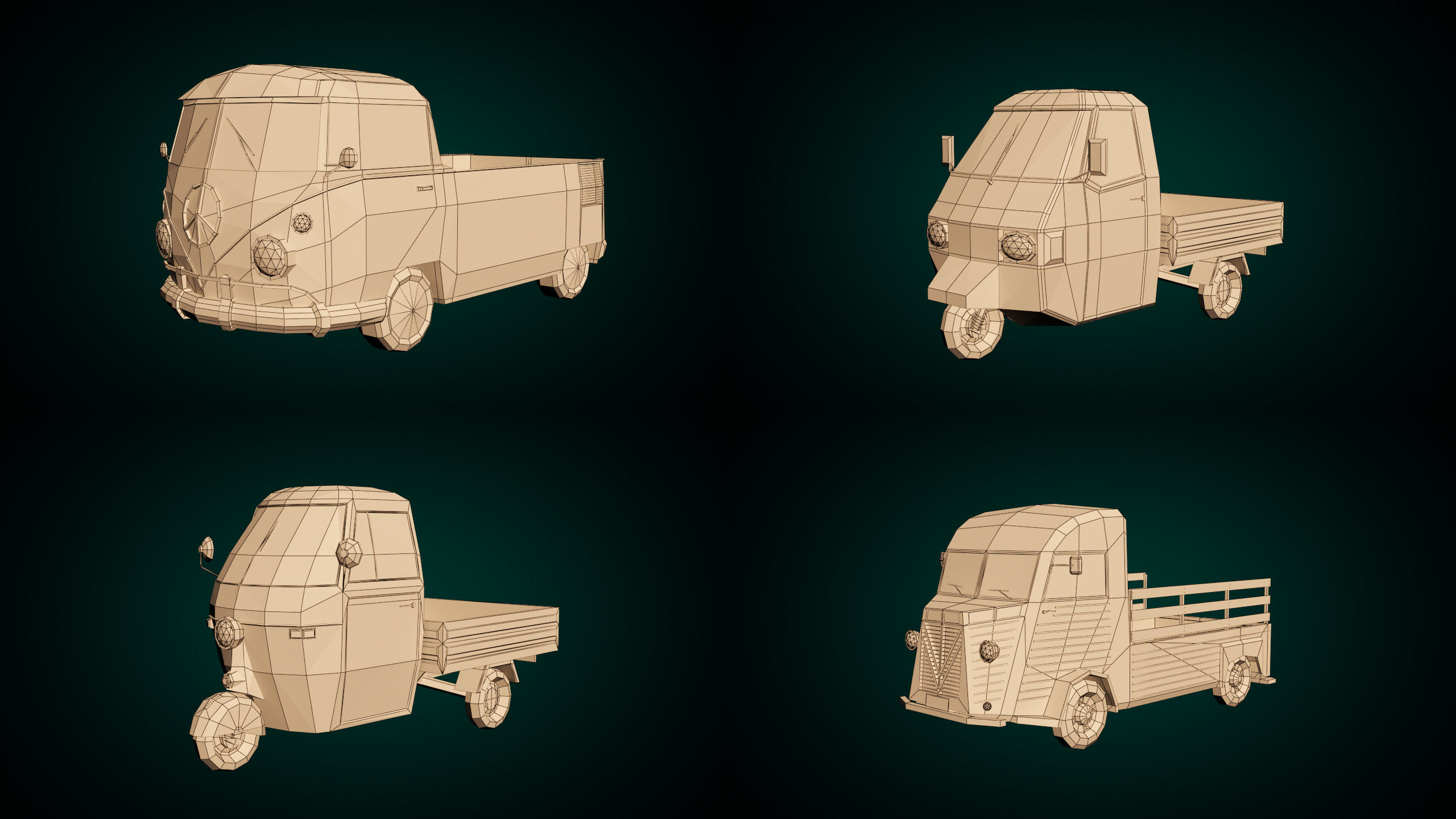 Low Poly Pickup Pack 02 3D Model Collection_10