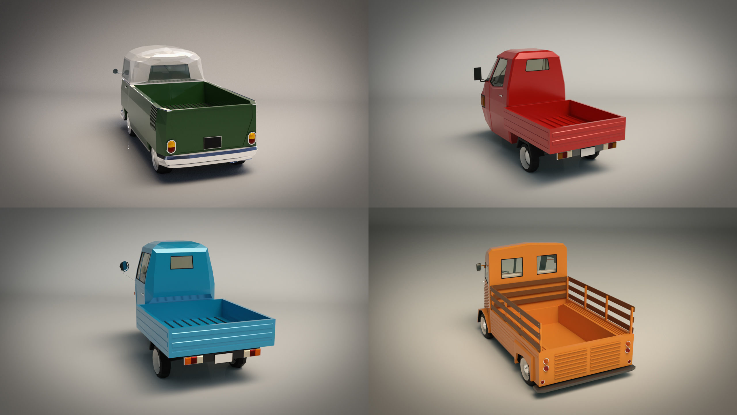 Low Poly Pickup Pack 02 3D Model Collection_5
