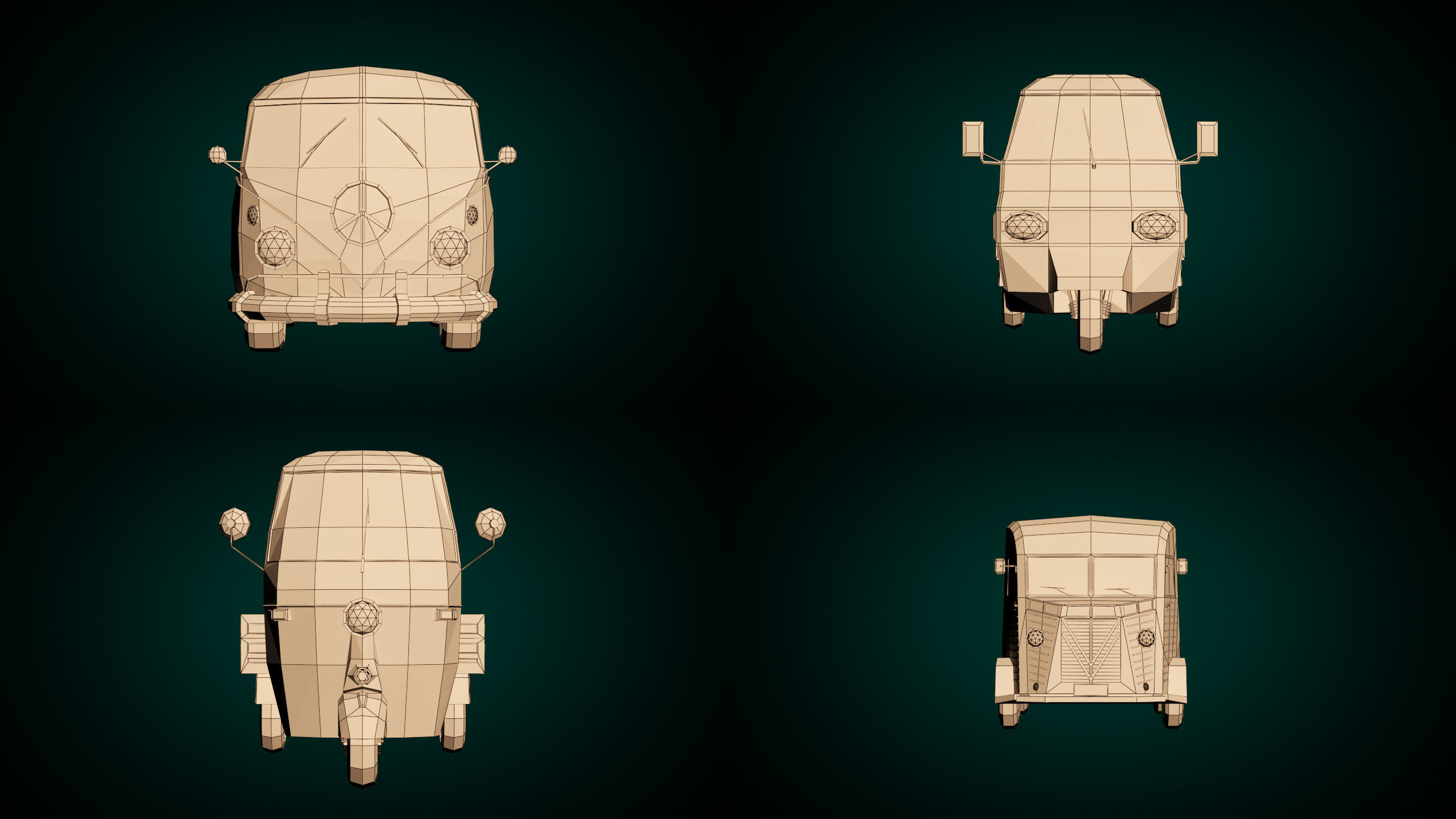 Low Poly Pickup Pack 02 3D Model Collection_11