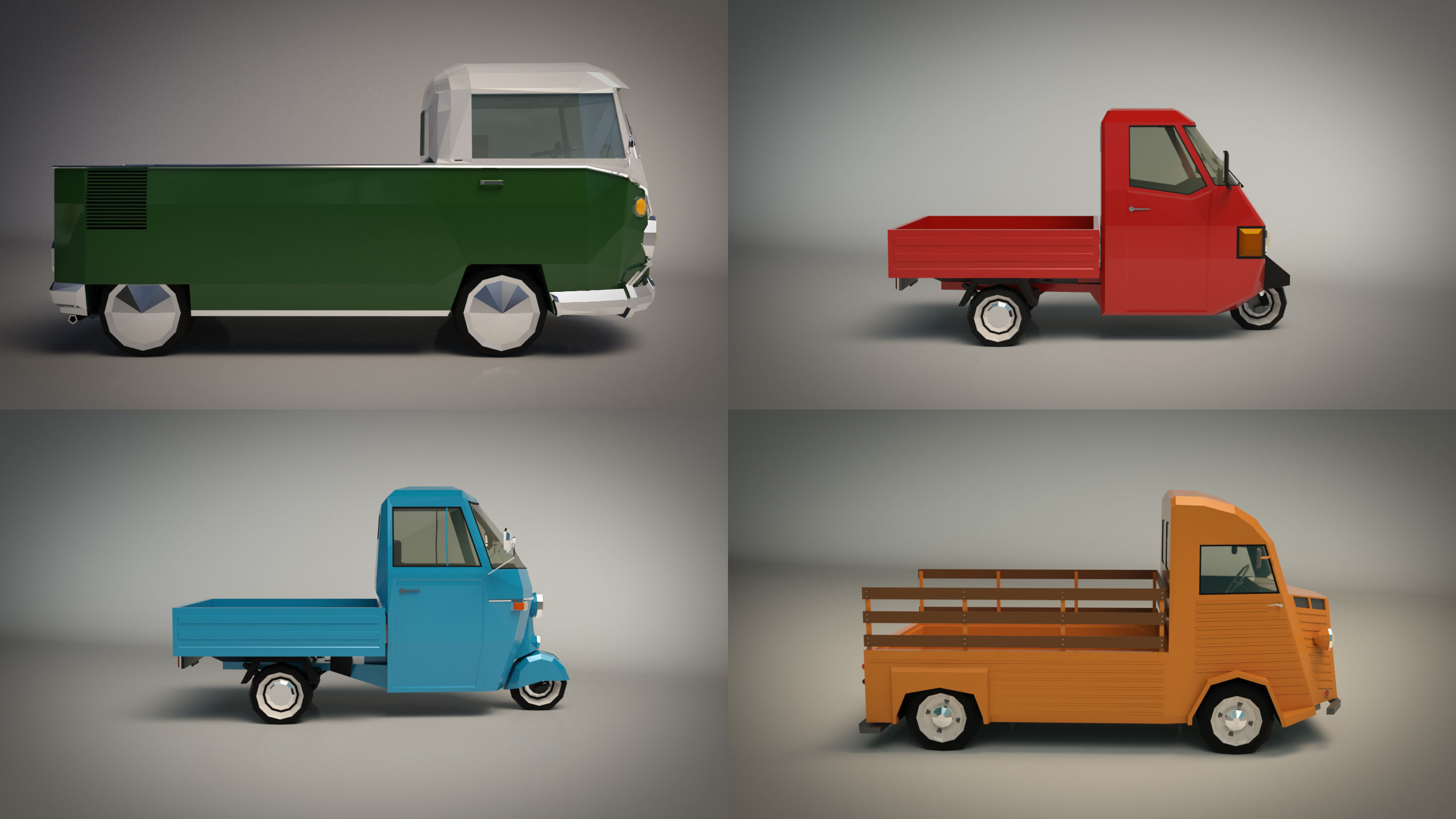 Low Poly Pickup Pack 02 3D Model Collection_9