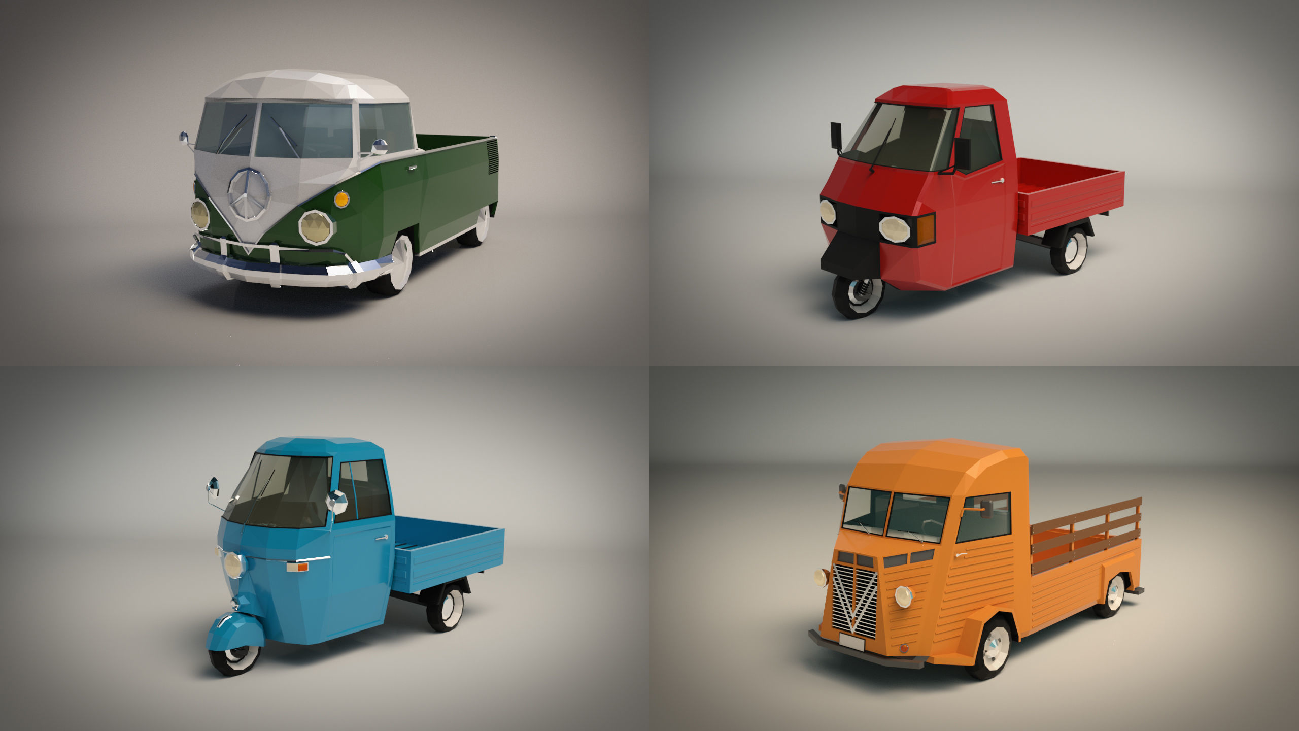 Low Poly Pickup Pack 02 3D Model Collection_4
