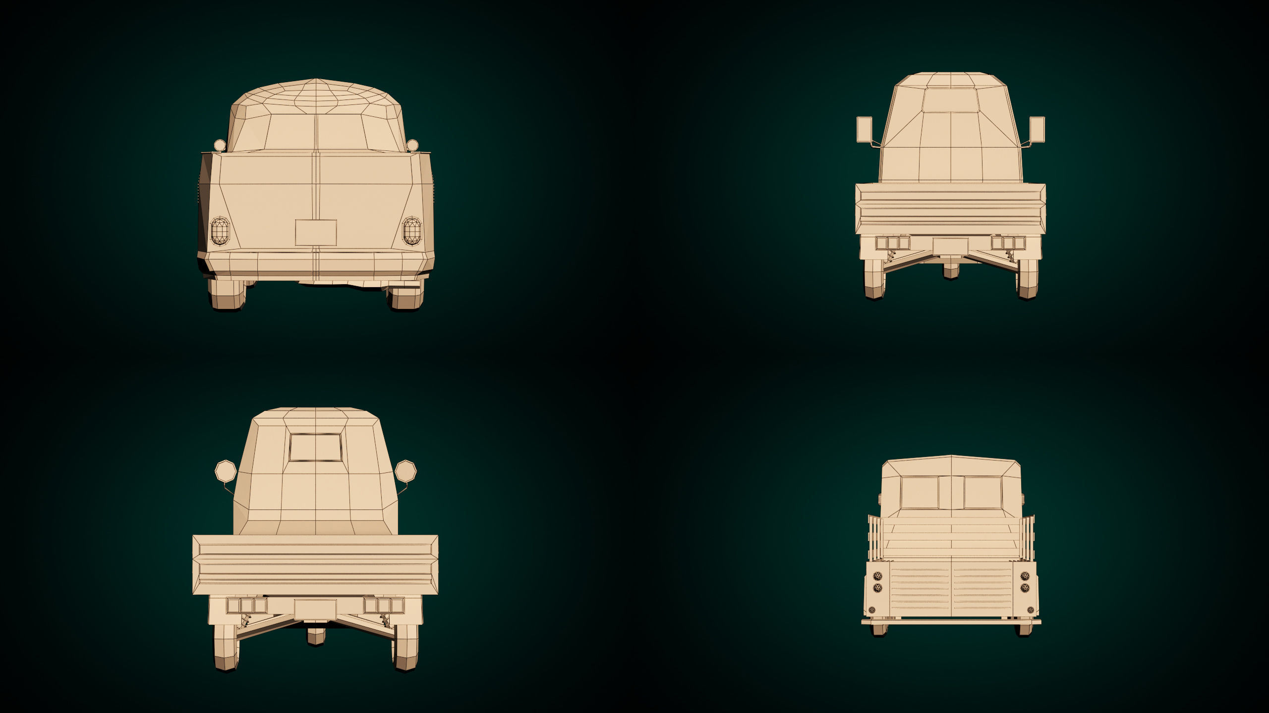 Low Poly Pickup Pack 02 3D Model Collection_13